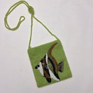 🐠 Vintage ERMO Green Beaded Fish Handbag w/Beaded Strap